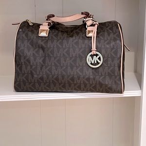 Michael Kors Logo Grayson LG Satchel Brown
